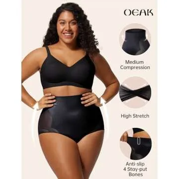 OEAK Womens Shapewear Tummy Control High Waisted Body Shaper Panties Underwear Seamless Shorts & Bri...