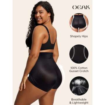 OEAK Womens Shapewear Tummy Control High Waisted Body Shaper Panties Underwear Seamless Shorts & Briefs Girdle Shapewear Black Brief S