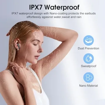 Wireless Earbuds, Bluetooth 5.4 Headphones in Ear buds, HiFi Stereo Wireless Earphones with 4 ENC Noise Cancelling Mics, 40H Wireless Headphones with IP7 Waterproof, LED Display USB C, Mini Ultralight