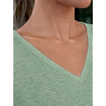 AUTOMET T Shirts Short Sleeve V Neck Tees Tops for Women Fashion Trendy Lightweight Soft Casual Summer Outfits Clothes 2024 Green XL