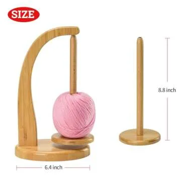 Yarn Holder for Knitting and Crocheting,Crochet Gift for Knitting Lovers,Wooden Yarn Spinner for Crochet by Artowell (Original Bamboo Color)