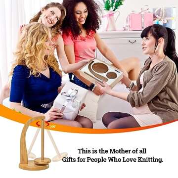 Yarn Holder for Knitting and Crocheting,Crochet Gift for Knitting Lovers,Wooden Yarn Spinner for Crochet by Artowell (Original Bamboo Color)