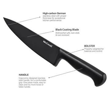 McCook® Premium Black Knife Set with Built-in Sharpener