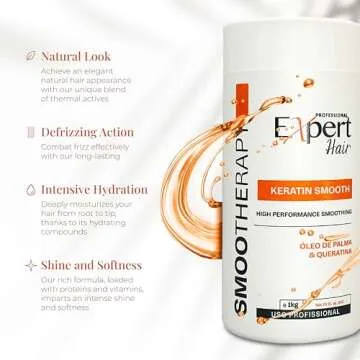 Expert Hair Keratin Smooth Botox for Hair, Anti-Frizz, Natural Look, Queratina para Alisar el Cabello, Thermo-Active, Suitable for All Hair Types (1kg/35.3 oz.)