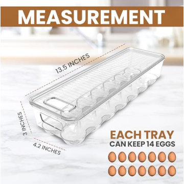 Utopia Home Egg Container With Lid and Handle for Refrigerator - Pack of 1 - Clear Stackable Egg Holder for Kitchen Storage and organization