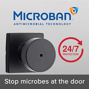 Kwikset Pismo Interior Privacy Door Knob with Lock, Door Handle For Bathroom and Bedroom, Matte Blac...