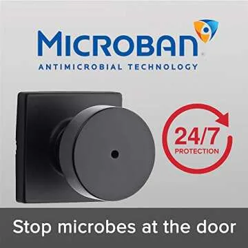 Kwikset Pismo Interior Privacy Door Knob with Lock, Door Handle For Bathroom and Bedroom, Matte Blac...