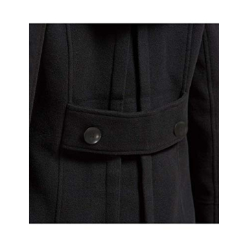 Tanming Women's Wool Pea Coat with Hood - Black