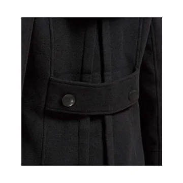Tanming Women's Wool Pea Coat with Hood - Black