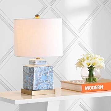 JONATHAN Y JYL3044A Catherine 22" Ceramic/Metal Ginger Jar LED Table Lamp Contemporary Transitional ...