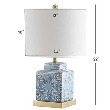 JONATHAN Y JYL3044A Catherine 22" Ceramic/Metal Ginger Jar LED Table Lamp Contemporary Transitional Bedside Desk Nightstand Lamp for Bedroom Living Room Office College Bookcase, Blue/White