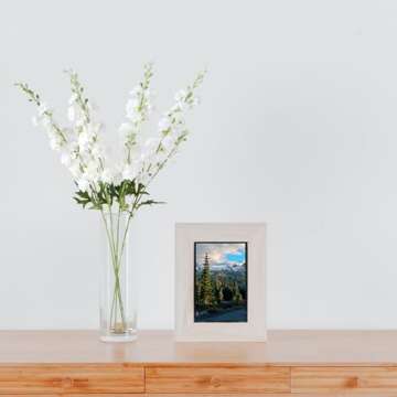 ZYTUYO 4PCS 33.5'' White Delphinium Artificial Flower Faux Larkspur Long Stem Fake Floral Silk Bouqu...