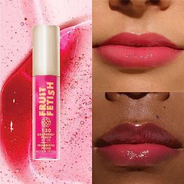 Milani Fruit Fetish Lip Oil with Vitamin E for Instant Hydration, Fruit Extract Infused Lip Treatment and Moisturizing Lip Gloss - Raspberry Peach