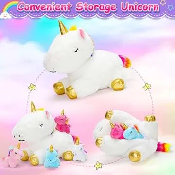 KMUYSL Toys for Girls Ages 3 4 5 6 7 8+ Years - Unicorn Mommy Stuffed Animal with 4 Baby Unicorns in...