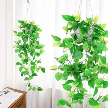ZIFTY 2-Pcs Artificial Hanging Plants for Indoor Outdoor Decor