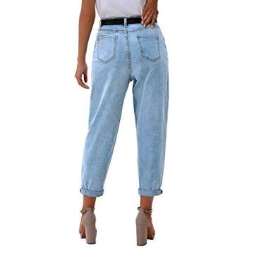 luvamia Women's Classic High Waist Stretch Loose Balloon Tapered Jeans Mom Jeans Women Jeans Stretch...