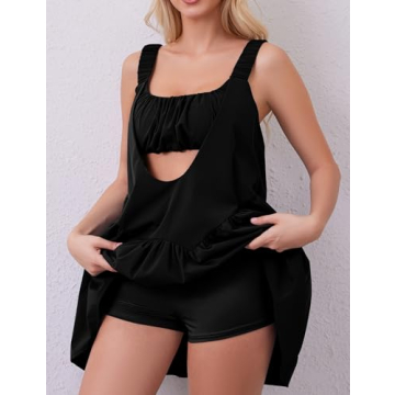 Lauweion Women Athletic Hot Shot Mini Dress with Built-in Bra