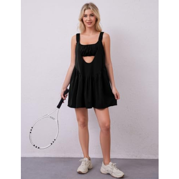 Lauweion Women Athletic Hot Shot Mini Dress with Built-in Bra