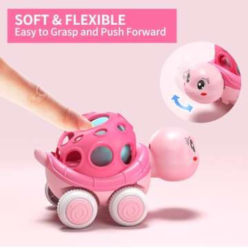 Baby Girl Toys Gifts, Toy Cars for Babies Toddlers, Toddler Push and Go Rattle Pink Car Truck for Baby Girls Gift Ideas Birthday Presents