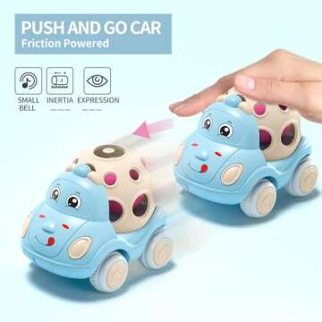 Baby Girl Toys Gifts, Toy Cars for Babies Toddlers, Toddler Push and Go Rattle Pink Car Truck for Baby Girls Gift Ideas Birthday Presents