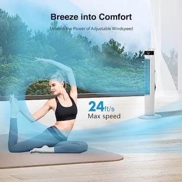 R.W.FLAME White 36" Tower Fan with Remote Control, 3 Modes, LED Display,Oscillation,Portable Floor Bladeless Fan for Bedroom Living Rooms Home Office, White