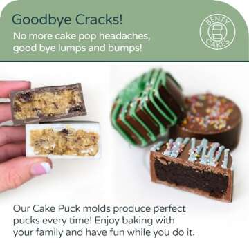 Benty Cakes – The Original CakePuck Mold Set – Better than a Cake Pop! Make Chocolate Covered Desserts – BPA Free Silicone – Includes 1 Mold Set, 1 Plastic Tray and 1 Scraper – Green