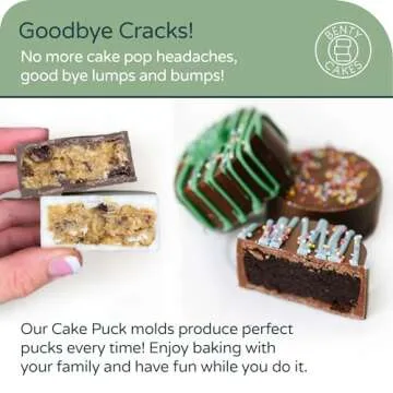 Benty Cakes – The Original CakePuck Mold Set – Better than a Cake Pop! Make Chocolate Covered Desserts – BPA Free Silicone – Includes 1 Mold Set, 1 Plastic Tray and 1 Scraper – Green