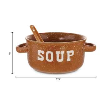 ZENVY Soup Bowl Set of 4 | Ceramic Soup Bowls and Spoons | 22 Ounce (Speckled)