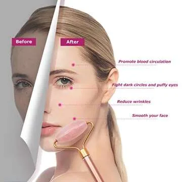 Jade Roller and Gua Sha, Face Roller Kit for Women,Natural Rose Quartz Massager for Face,Eyes,Neck,Reduce Swelling and Anti Wrinkle, Noiseless and Magnetic Suction