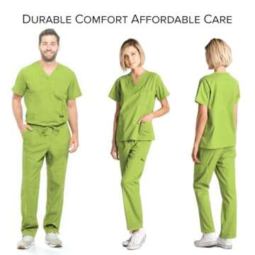 Dagacci Medical Uniform Womens Medical Scrub Set Shirt Top and Pant, Apple Green, X-Small, Short Sleeve