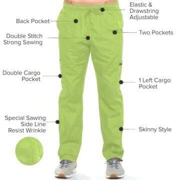 Dagacci Medical Uniform Womens Medical Scrub Set Shirt Top and Pant, Apple Green, X-Small, Short Sleeve