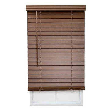 Stylish DEZ FURNISHINGS Faux Wood Blinds 56" W Dark Oak