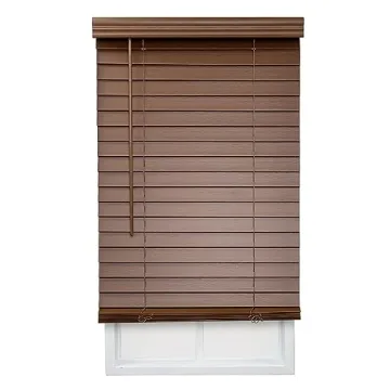 Stylish DEZ FURNISHINGS Faux Wood Blinds 56" W Dark Oak