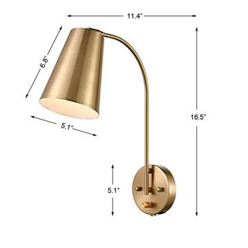Stylish DANXU Plug in Wall Sconce Set of 2 in Gold