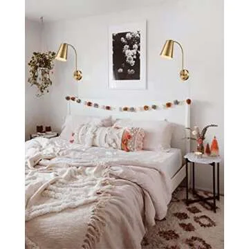 Stylish DANXU Plug in Wall Sconce Set of 2 in Gold