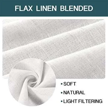 FantasDecor Linen Sheer Curtains 96 inch Length 2 Panels Set Light Filtering Privacy Drapes Rod Pocket Window Blinds Decor Shades for Farmhouse Living Room, Off White