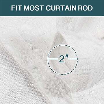 FantasDecor Linen Sheer Curtains 96 inch Length 2 Panels Set Light Filtering Privacy Drapes Rod Pocket Window Blinds Decor Shades for Farmhouse Living Room, Off White