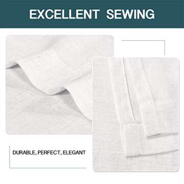 FantasDecor Linen Sheer Curtains 96 inch Length 2 Panels Set Light Filtering Privacy Drapes Rod Pocket Window Blinds Decor Shades for Farmhouse Living Room, Off White