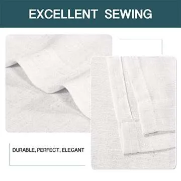 FantasDecor Linen Sheer Curtains 96 inch Length 2 Panels Set Light Filtering Privacy Drapes Rod Pocket Window Blinds Decor Shades for Farmhouse Living Room, Off White