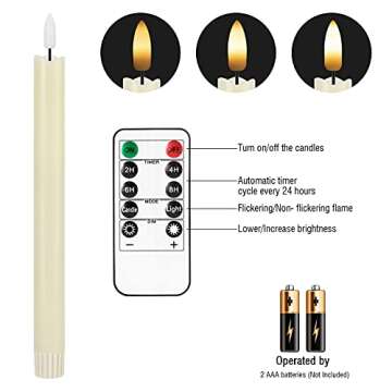 JOIONE Flameless Candles with Remote Timer, 6Pack Real Wax Battery Operated Candles Flickering Flame, Warm Light Electric Fake LED Candles for Christmas Party Wedding Mother's Day-Ivory