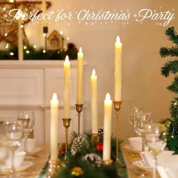 JOIONE Flameless Candles with Remote Timer, 6Pack Real Wax Battery Operated Candles Flickering Flame, Warm Light Electric Fake LED Candles for Christmas Party Wedding Mother's Day-Ivory