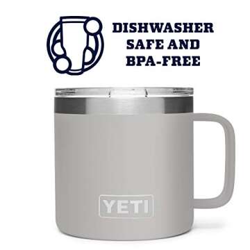 YETI Rambler 14 oz Mug, Vacuum Insulated, Stainless Steel with MagSlider Lid, Granite Gray