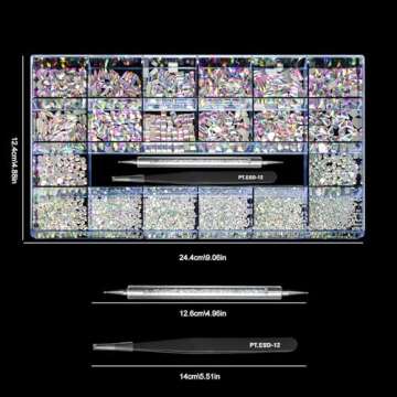 Yzzseven 600 Crystal Diamonds & Rhinestones DIY Nail Art Set