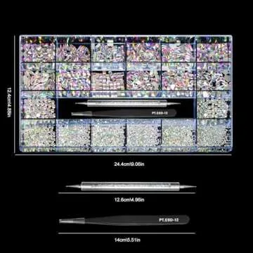 Yzzseven 600 Crystal Diamonds & Rhinestones DIY Nail Art Set