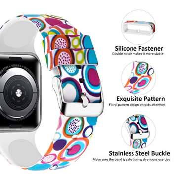 Lwsengme Soft Silicone Replacement Sport Band for iWatch 38mm 40mm - Pattern Printed (Flower-5)