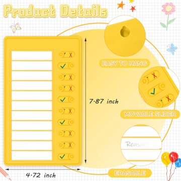 Queekay 4 Pcs Blank Chore Chart Kids Chore Chart, Plastic Checklist Board with 8 Detachable Cardstoc...