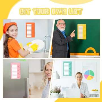 Queekay 4 Pcs Blank Chore Chart Kids Chore Chart, Plastic Checklist Board with 8 Detachable Cardstock to Do List for Home Routine Planning (Orange, Yellow, Green, Pink)