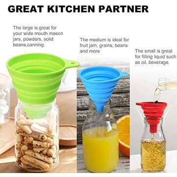 Funnels for Filling Bottles, Kitchen Funnel, Funnels for Kitchen Use, Food Grade Silicone Collapsibl...