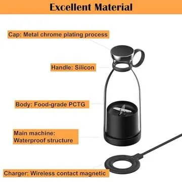 OTPEIR Portable Blender for Shakes and Smoothies with 11.83 Oz Travel Cup and Lid,Durable Stainless Steel Blades for Juice Blending Performance, Black