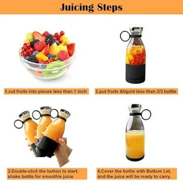 OTPEIR Portable Blender for Shakes and Smoothies with 11.83 Oz Travel Cup and Lid,Durable Stainless Steel Blades for Juice Blending Performance, Black